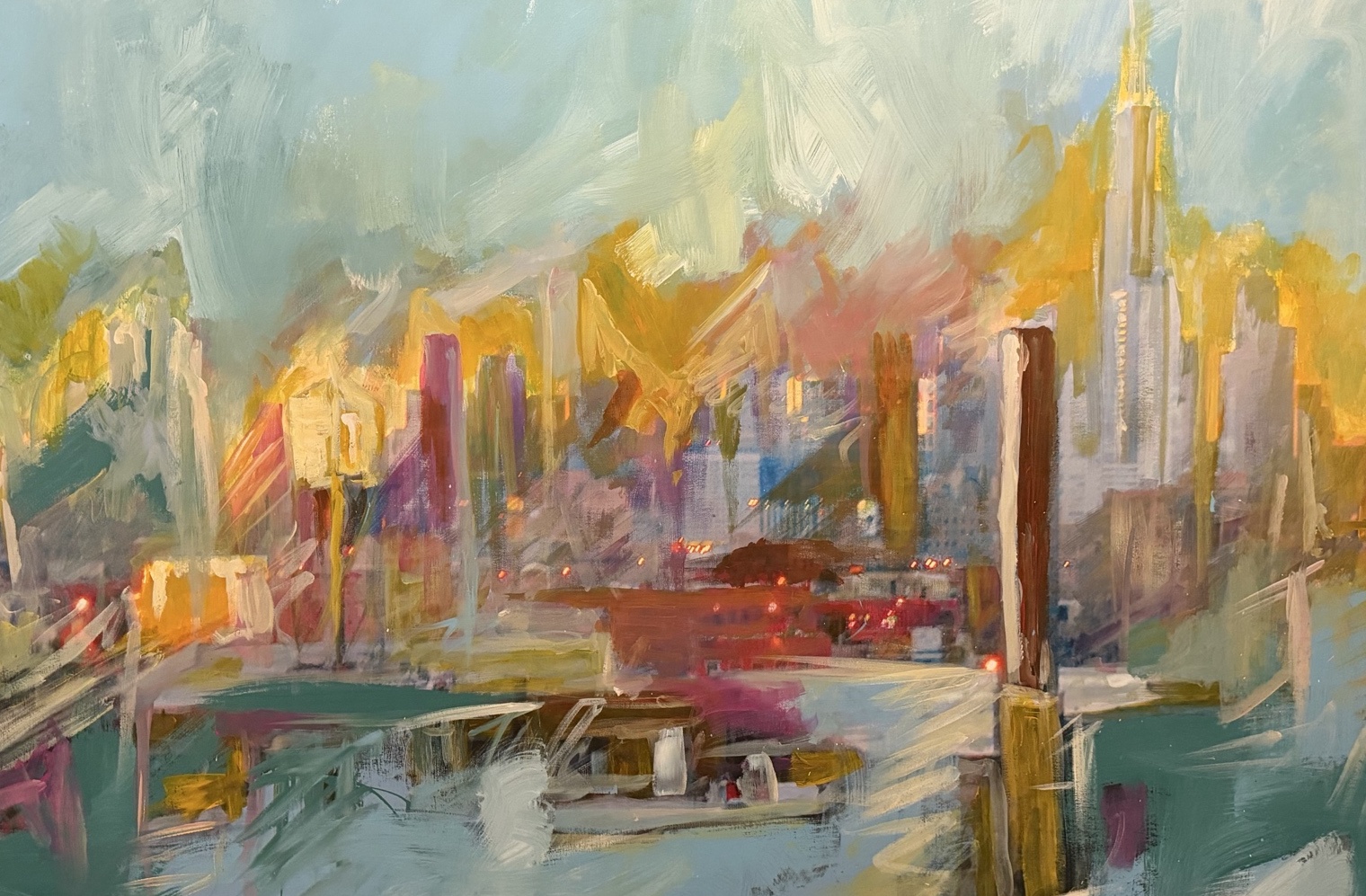 View from Lake Street, Chicago — commissioned painting by David Gamperl